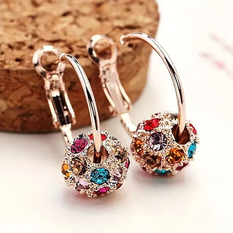 Colorful Sphere Gold Earrings