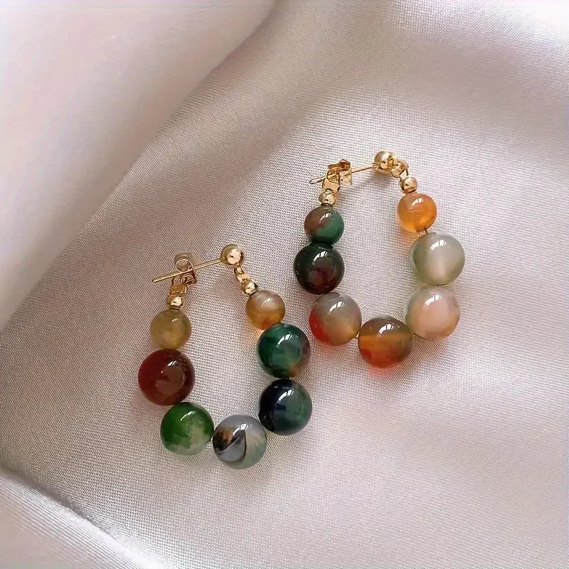 Colorful Stones Hoop Earrings