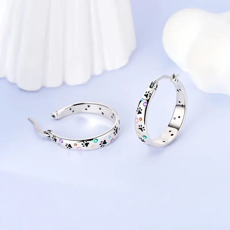 Colorful Hoop Paw Earrings