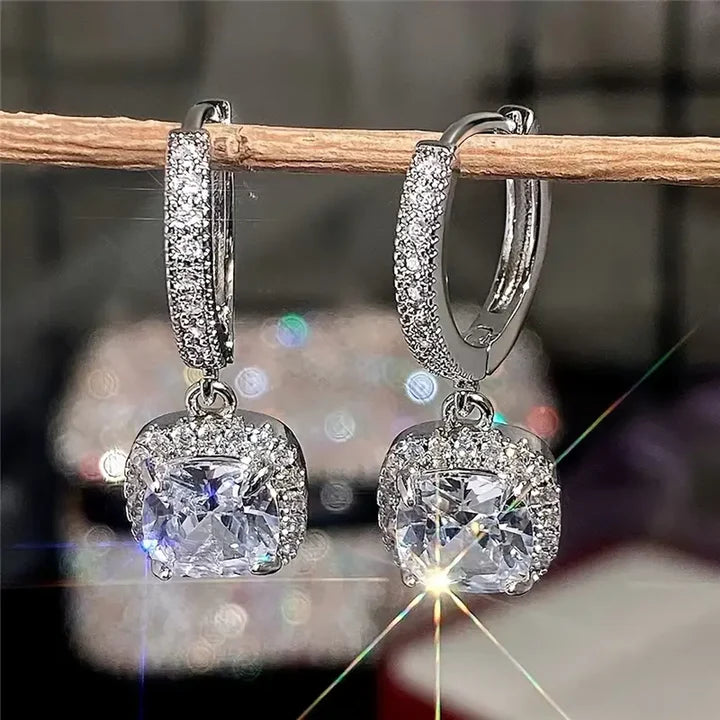 Vintage Cubic Zirconia Silver Earrings