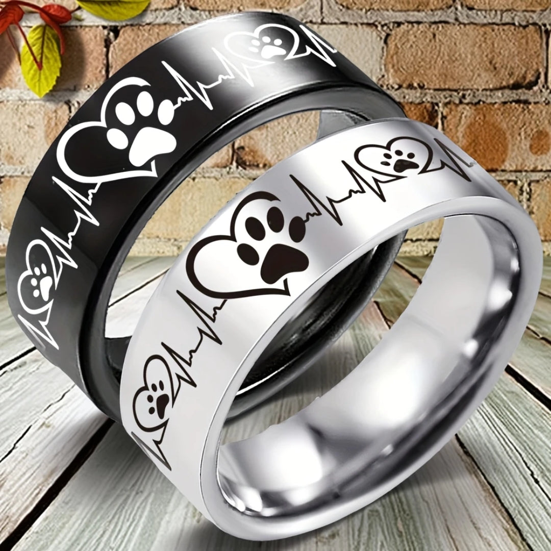 Black & Silver Dog Pulse Ring