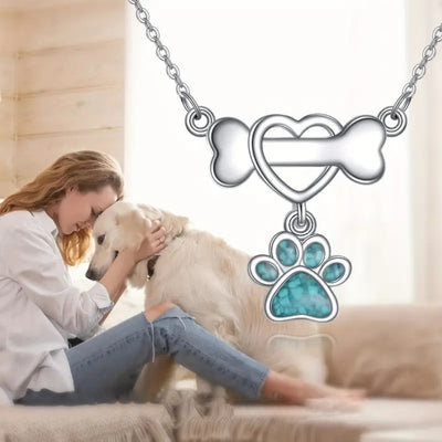 Blue Opal Paw Bone Necklace