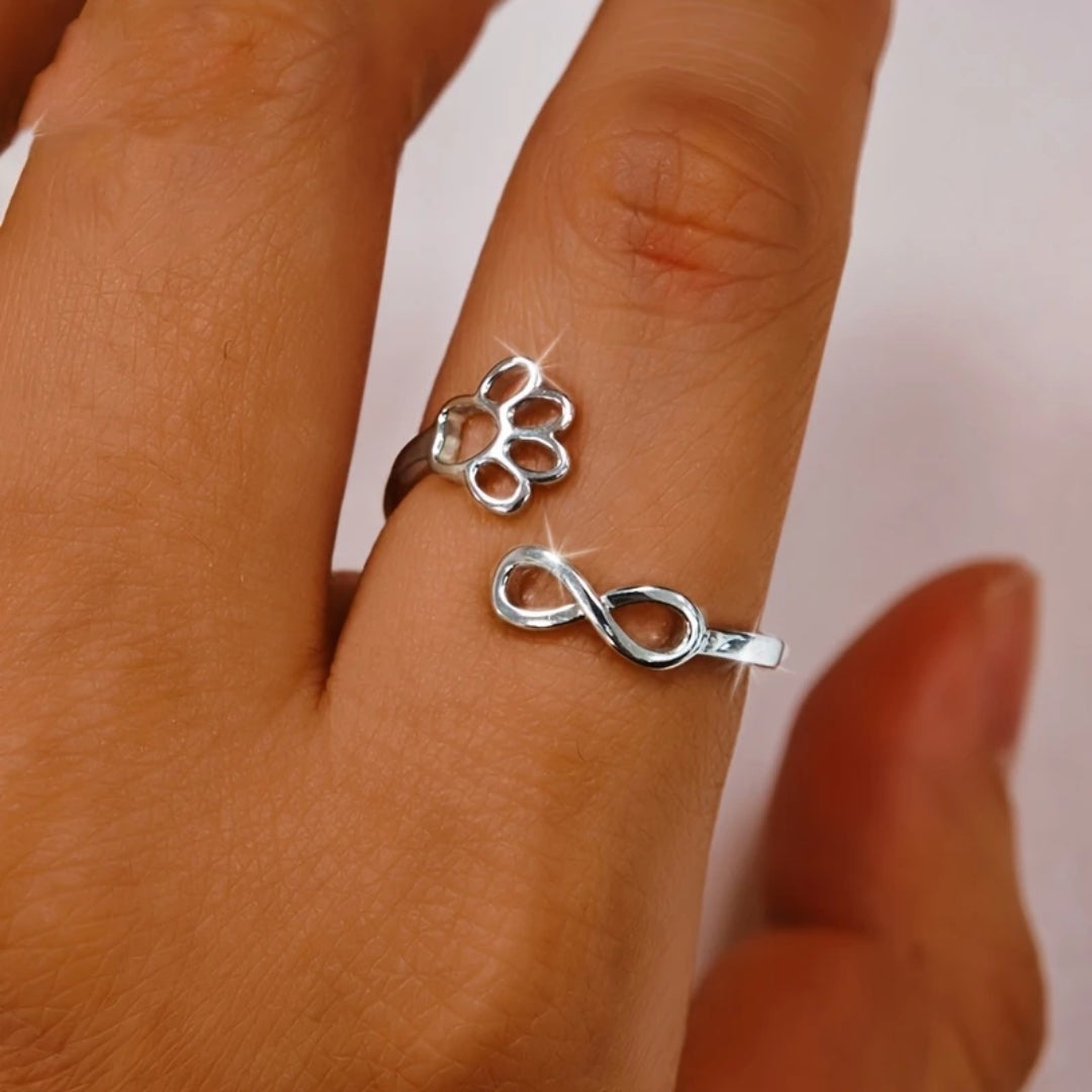 Adjustable Infinity Dog Paw Ring