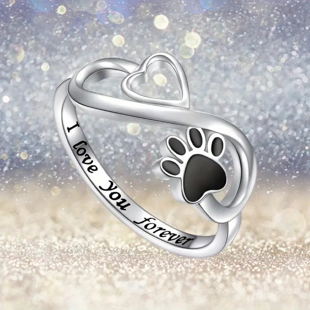 Black Paw Infinity Hollow Glass Ring