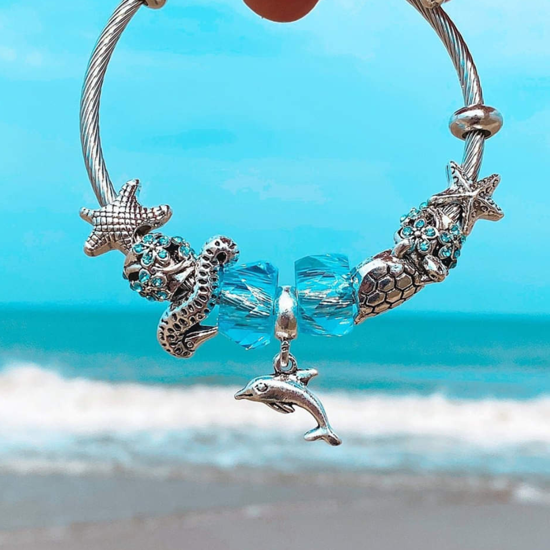 Bracelet with Ocean Charms in Silver