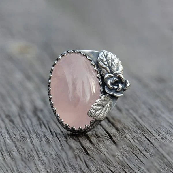 Retro Rose Pink Crystal Ring