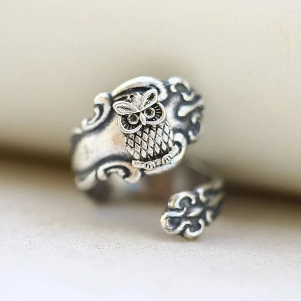 Adjustable Owl Spoon Ring