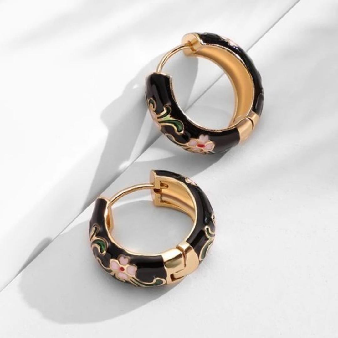 Luxury Black Floral Earring