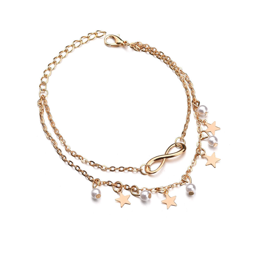 Infinity Anklet Bracelet + Pearls and Stars