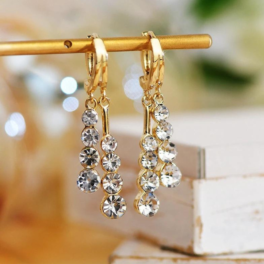 Zirconia Pendant Earrings in Gold