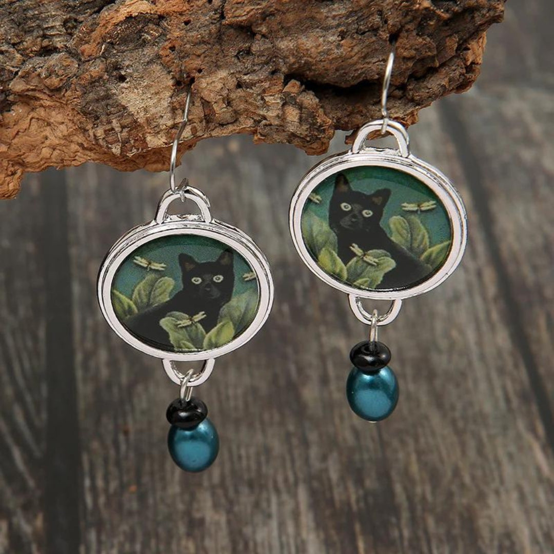 Silver acrylic cat earrings