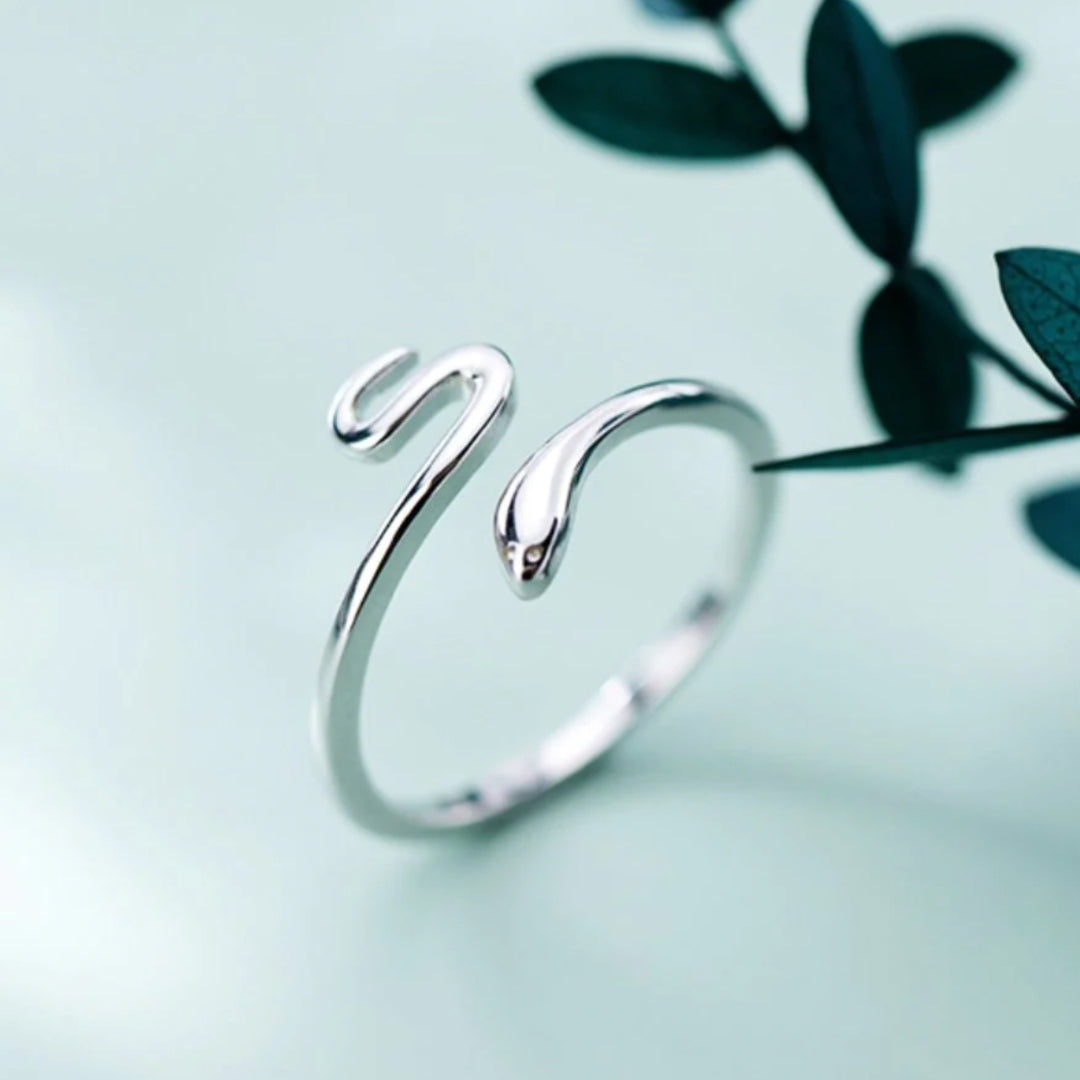 Adjustable Silver Snake Ring