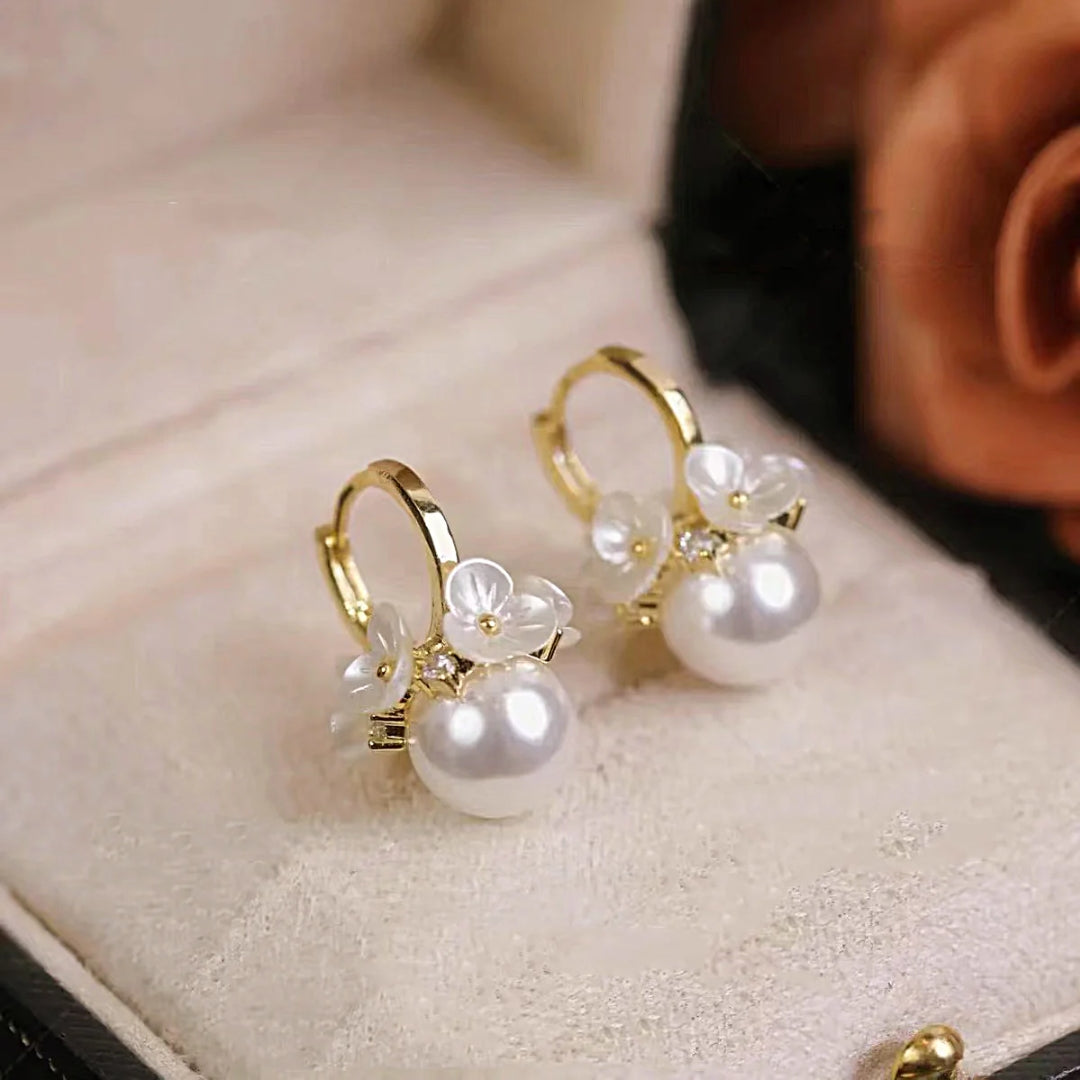 White Blossom Pearl Earrings