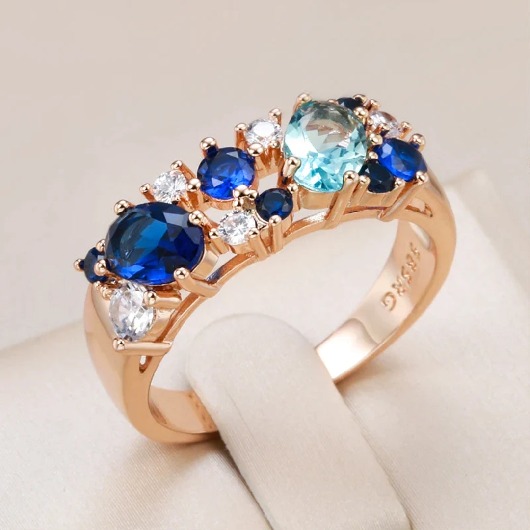 Elegant Blue Crystal Ring