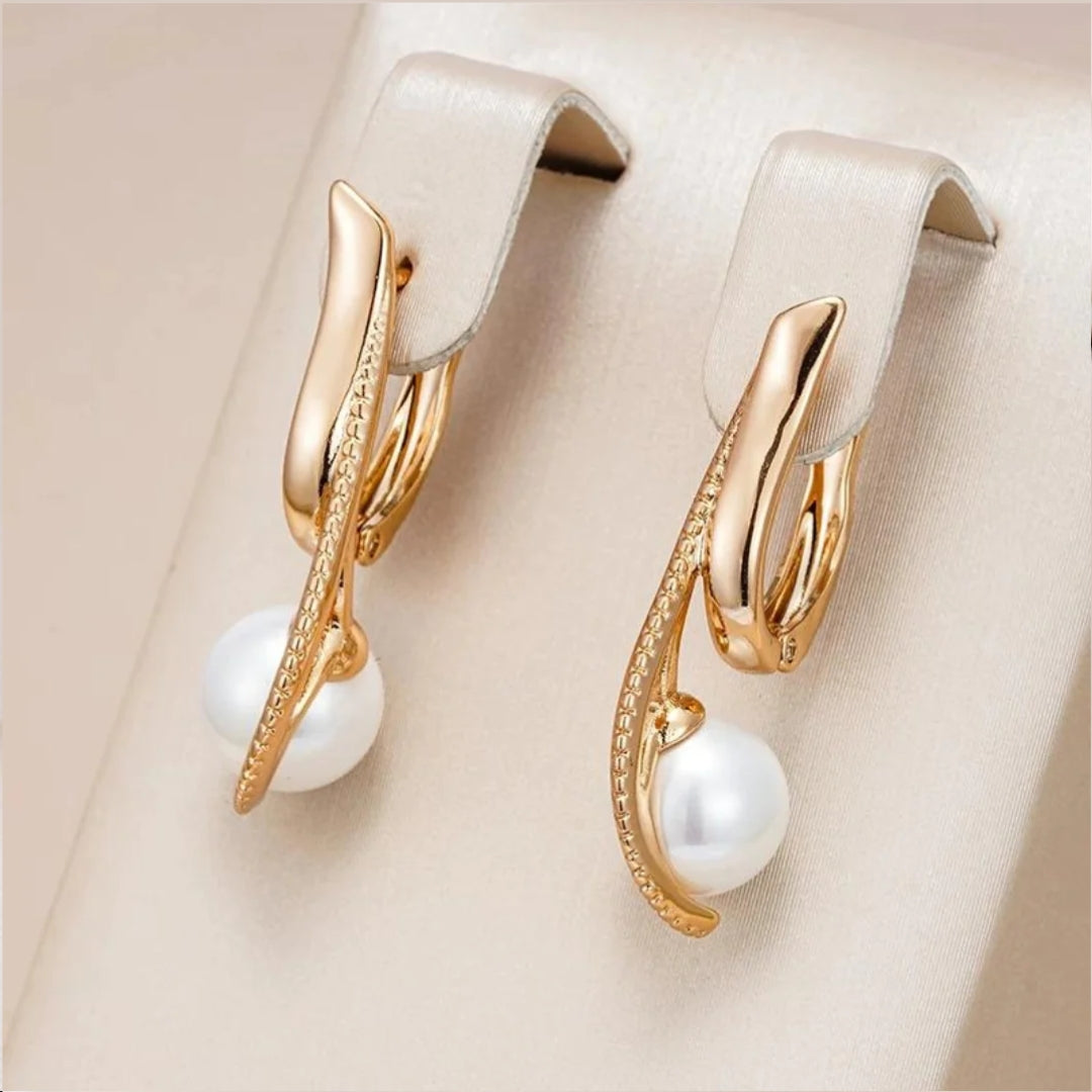 Elegant Pearl Golden Earrings