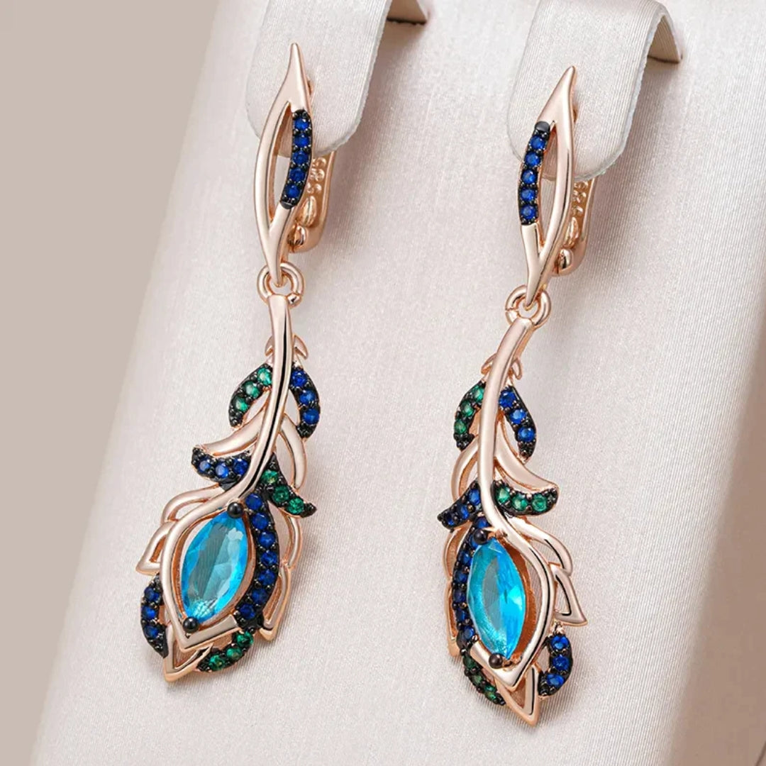 Elegant Blue Crystal Dangling Earrings