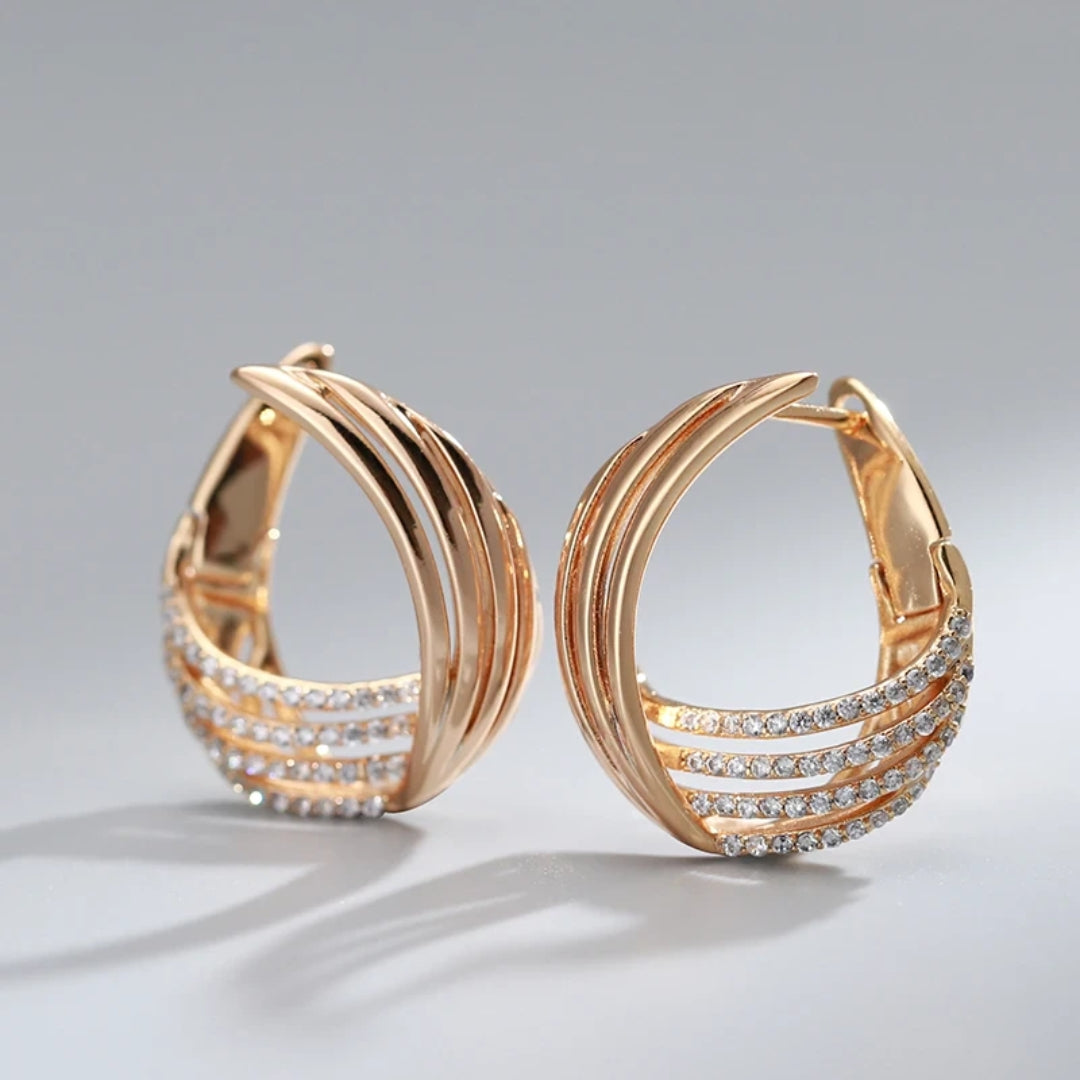 Elegant Zirconia Golden Earrings