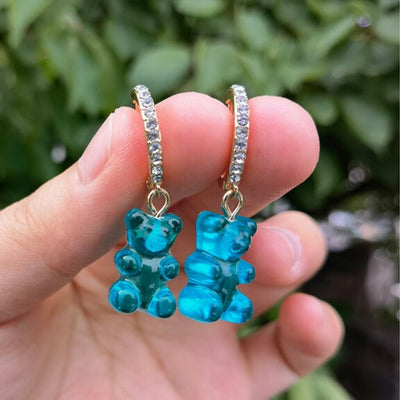 Gummy Bear Earrings with Zirconia in Gold