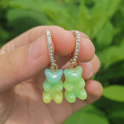 Gummy Bear Earrings with Zirconia in Gold