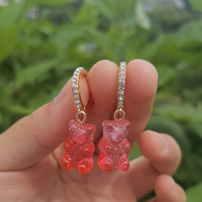 Gummy Bear Earrings with Zirconia in Gold