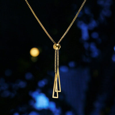 Gold Pendant Necklace with Tassel