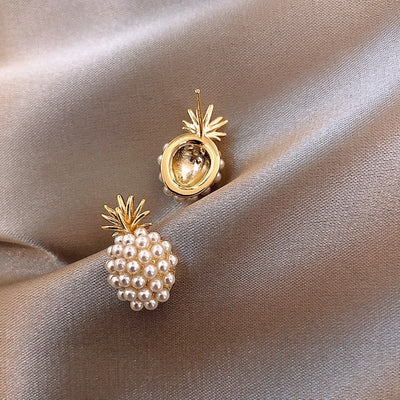 Tropical Pineapple and Pearl Encrusted Earrings