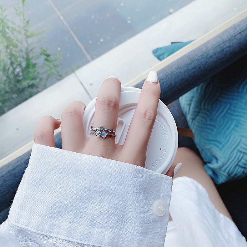 Adjustable Silver Moonstone Ring