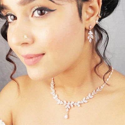 Zirconia Necklace + Earrings Set in Sterling Silver