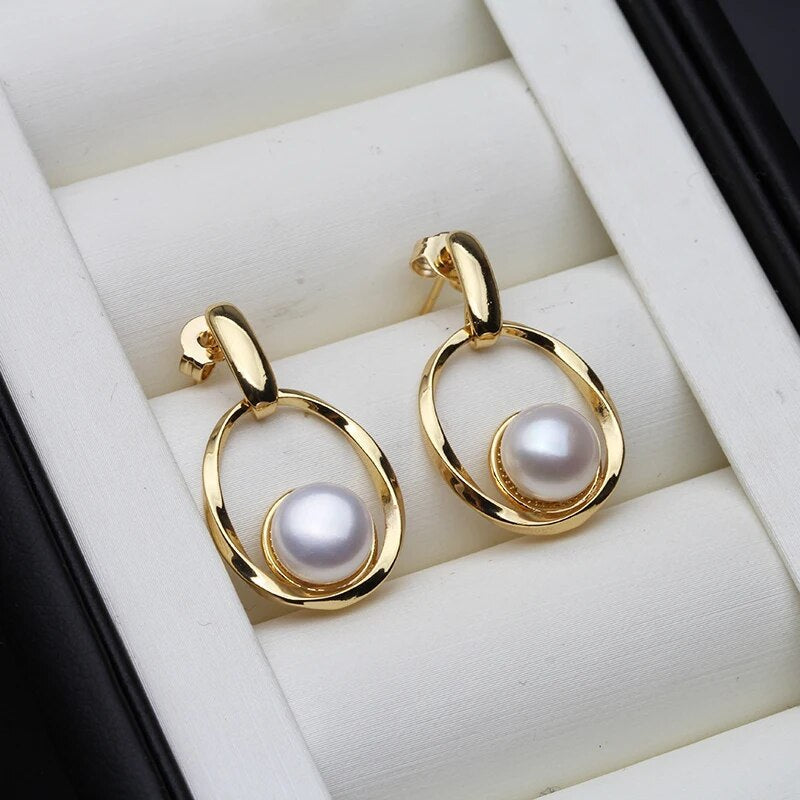 Elegant Gold & Pearl Earrings