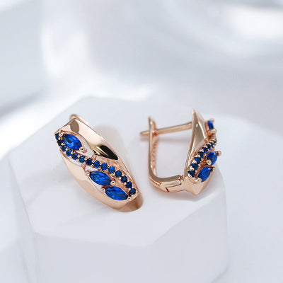 Elegant Earrings with Blue Crystals and Gold