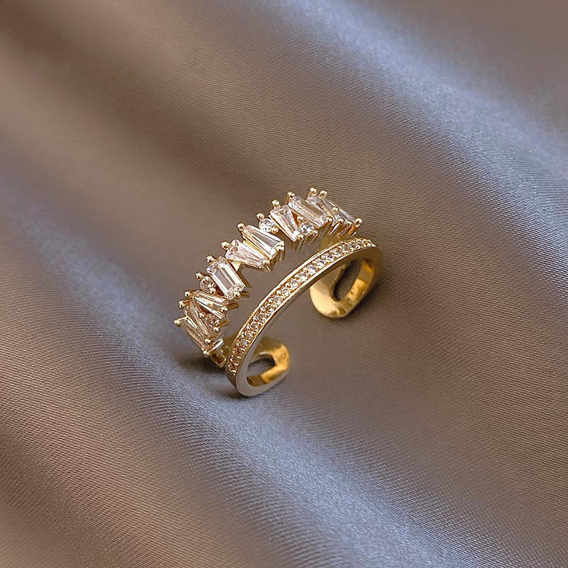 Adjustable Zirconia Crown Ring in Gold