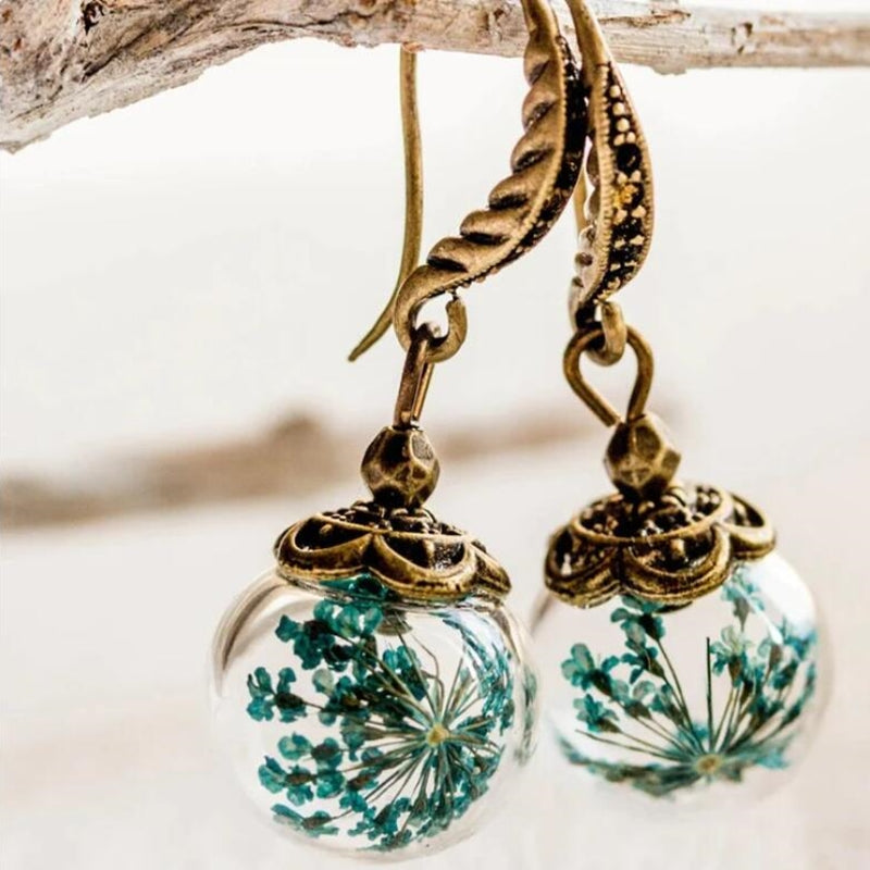 Vintage Nature Crystal Ball Earrings