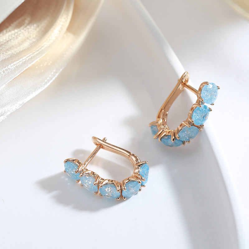 Blue Natural Zircon Stud Earrings