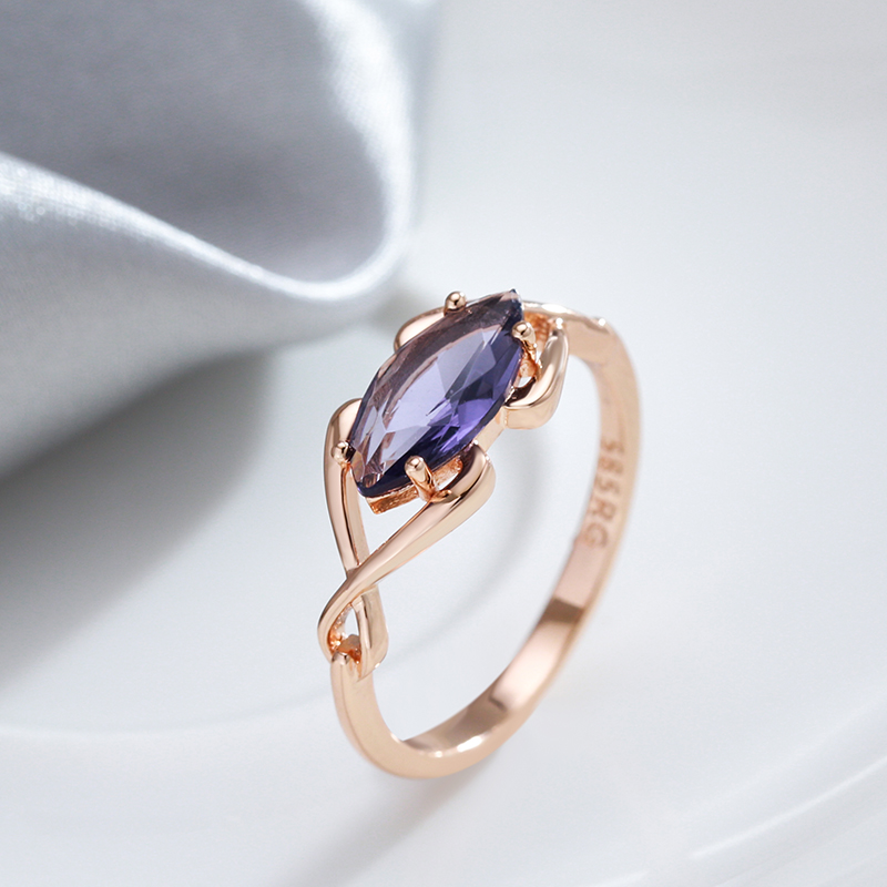 Golden Purple Crystal Ring