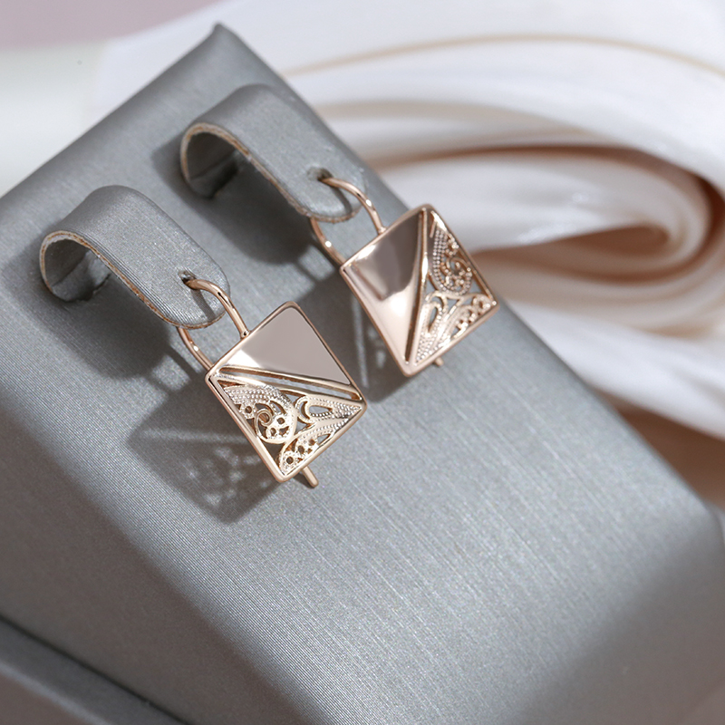 Square Elegant Gold Earrings