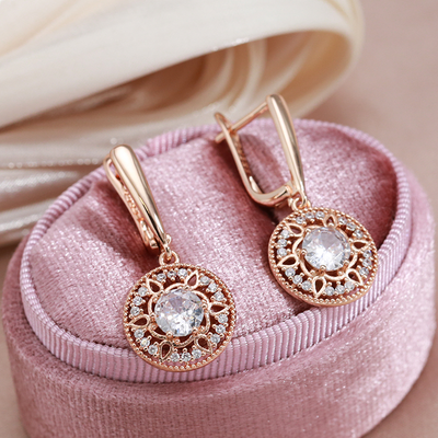 Elegant Gold Earrings with Crystal Eye