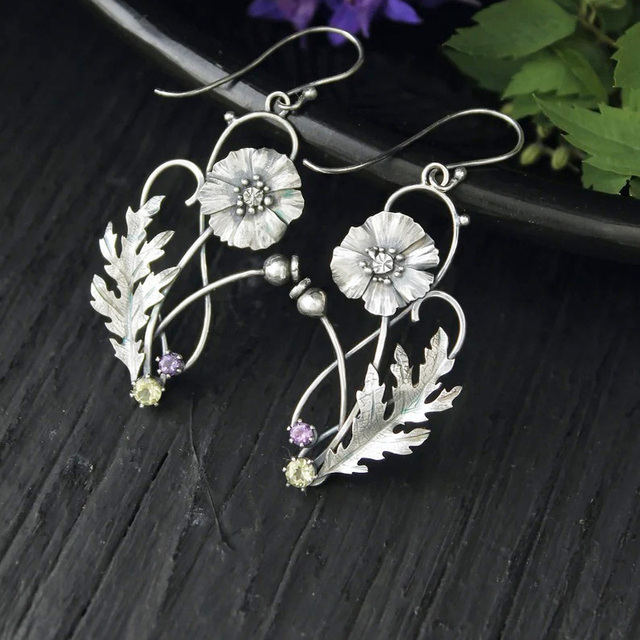 Vintage Silver Flower Earrings