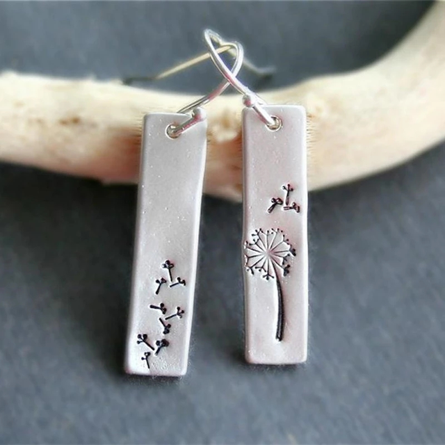 Vintage Rectangular Dandelion Earrings