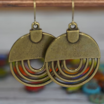 Vintage Golden Circle Earrings