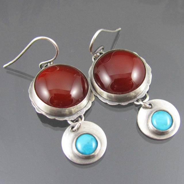 Vintage Red and Blue Stone Earrings