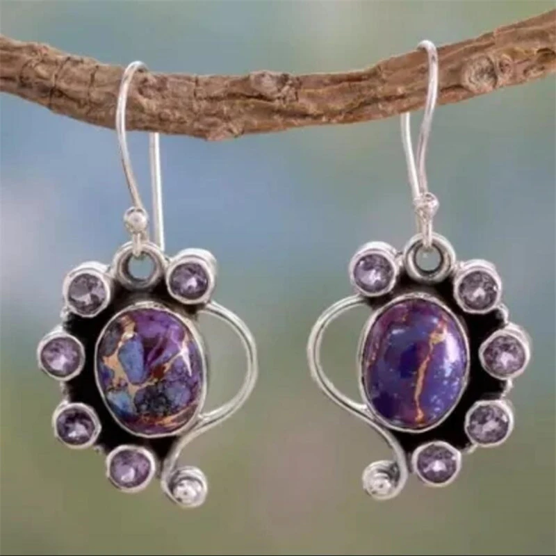 Vintage Purple Stone Earrings