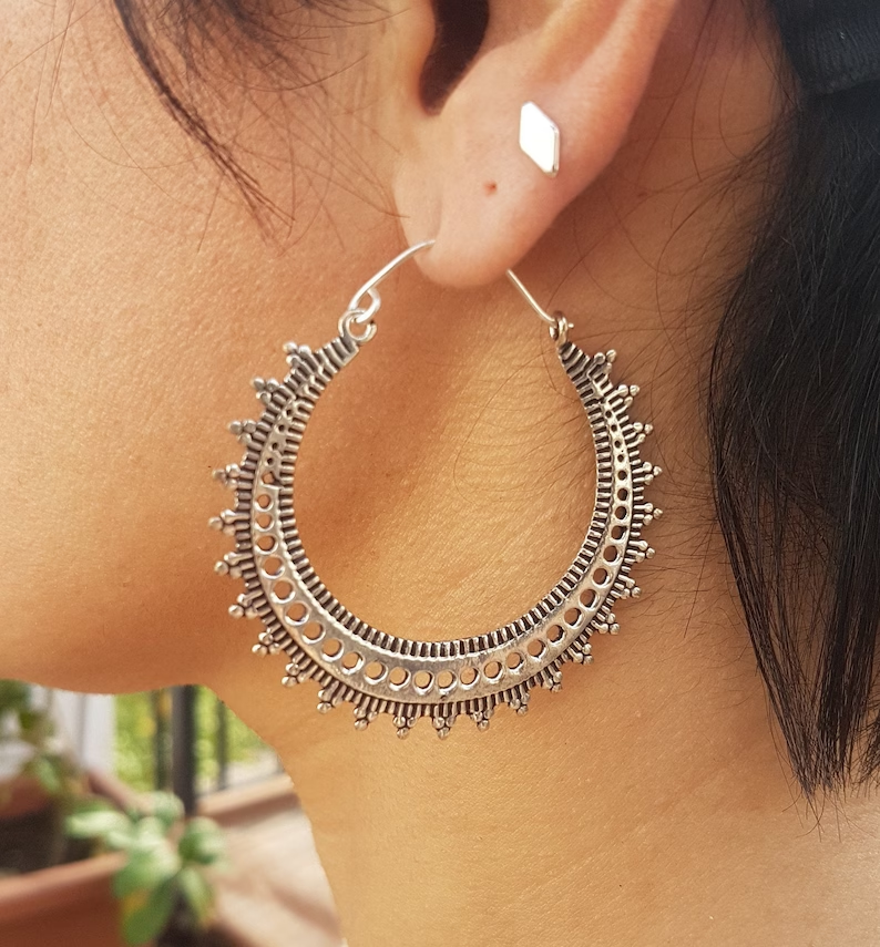 Vintage Mandala Silver Earring