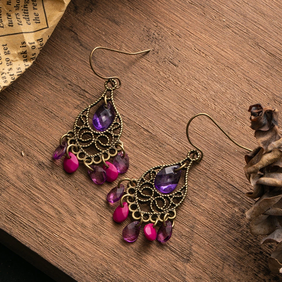 Vintage Mandala Purple Earrings