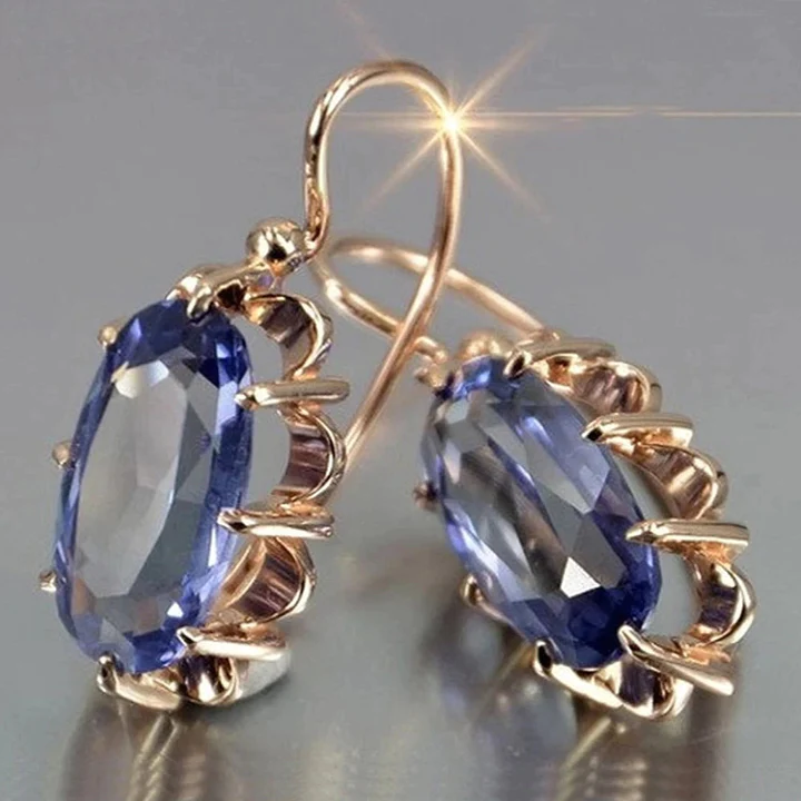 Vintage Blue Crystal Golden Earrings