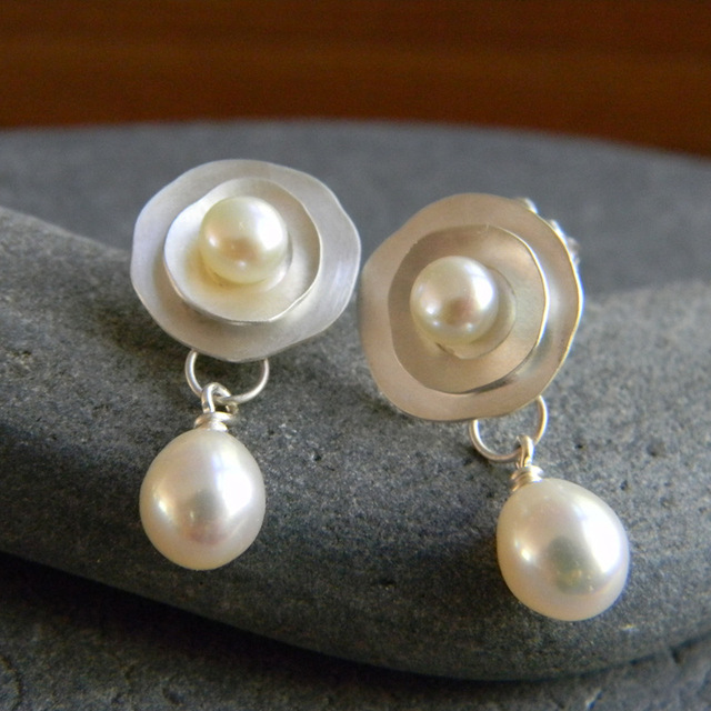 Vintage Pearl Silver Earrings