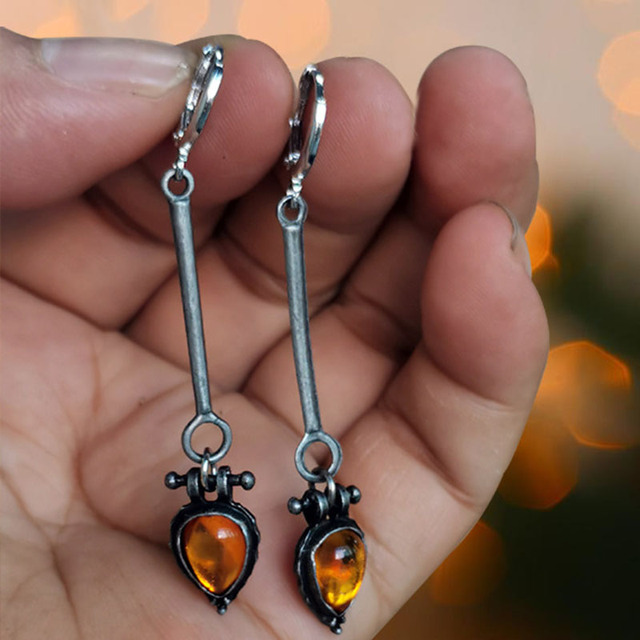 Vintage Orange Crystal Earrings