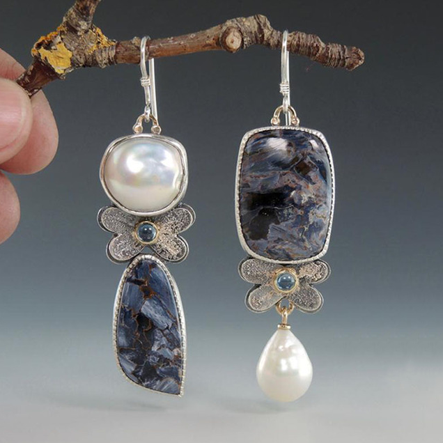 Vintage Natural Dark Stone Earrings