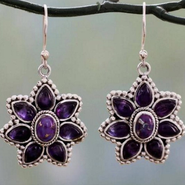 Vintage Purple Blossom Earrings