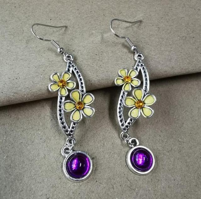 Vintage Purple Zirconia Silver Earrings