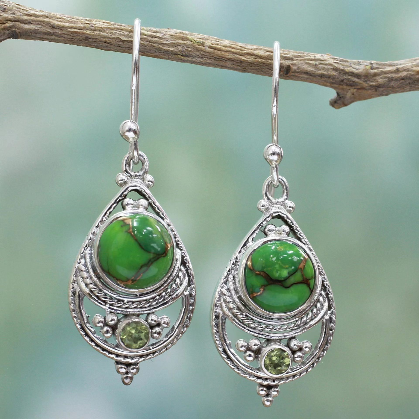 Vintage Green Stone Earrings